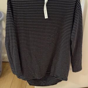 lululemon athletica Black and White Striped Long Sleeve Tee